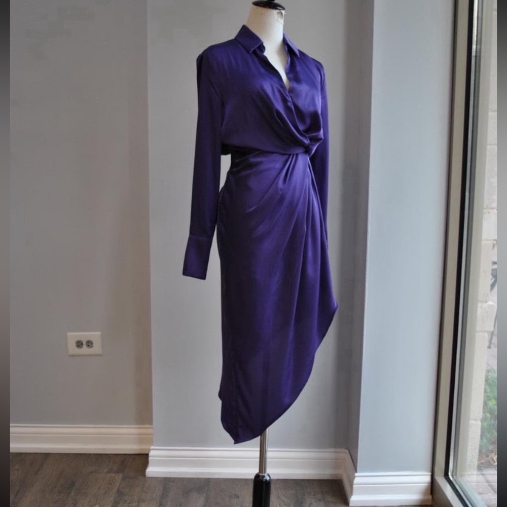 DO+BE Purple Ruched asymmetric Sheath Dress